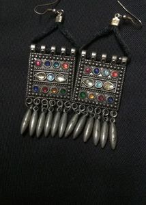 Elegant Silver Oxidized Earrings