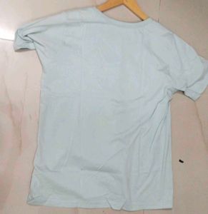 Mint Green Cotton T-Shirt with Heart Print