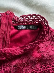 Burgundy Lace &amp; Tulle Party Dress