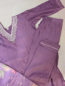 Purple Embroidered Indian Suit