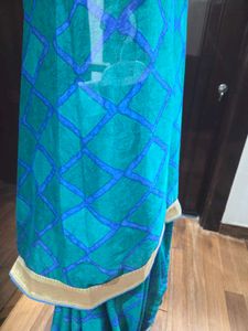 🎊Sale🎊Blue &amp; Green Patterned Saree