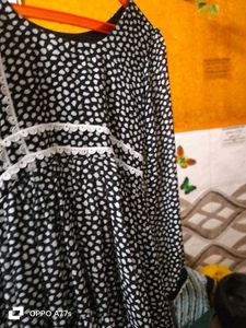 Black &amp; White Polka Dot Ruffle Dress