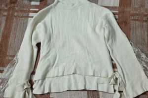 Lace Sleeve Knit Sweater