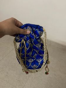 Blue Velvet Potli Bag