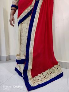❤golden red desinger saree💛👀