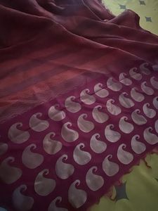 Elegant Orange & Gold Saree