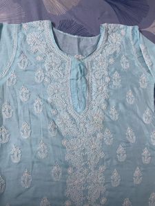 Blue Chikankari Kurti