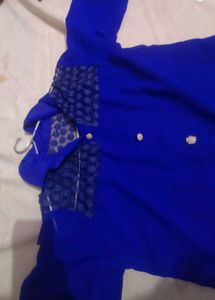 Elegant Long Navy Blue Net Shirt