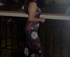 Newme Asia Tube Maxi Bodycon Black Floral Dress
