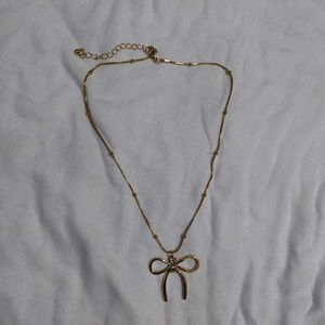 Anti Tarnish Ribbon Pendant Necklace