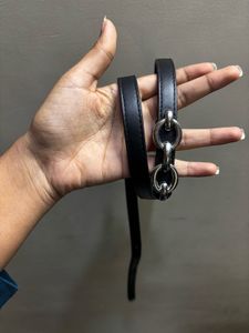 Stylish Black Belt with Chain Detail