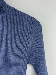 Navy Ribbed Turtleneck Sweater
