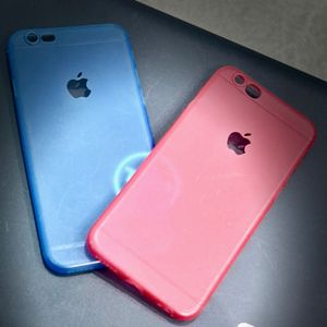 UltraSlim Case for iPhone 6/6S ) Fine Matte, Feather Light Cover - Light Red And Blue ( Pair Of 2)