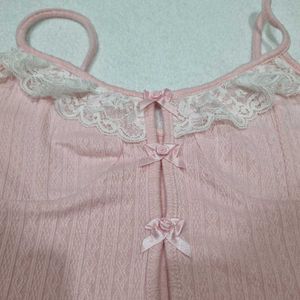 Pink Lace Trim Cami Top (New)