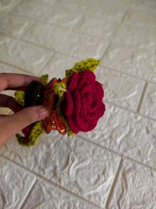 Crochet Rose Hair Clip