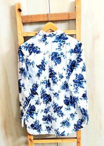 Blue Printed Fine Cotton Shirt Size-40-42