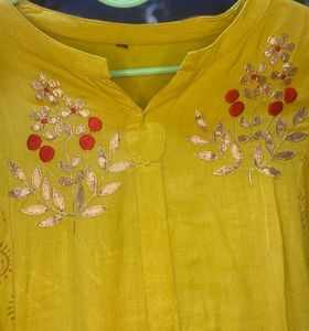 Embroidered Yellow Kurta