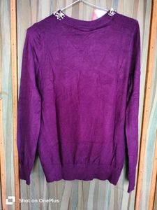 250 Only 1 Pc Purple Embellished Neck Sweater