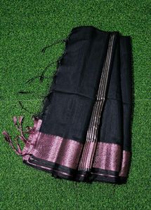 Handloom Silk Saree - Black & Wineberry