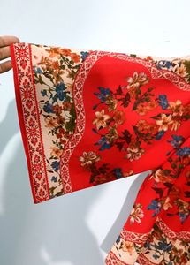 Ginger Red Floral Shoulder Drop Crop Top