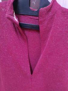 Ribbed Knit Top with Tie Sleeves