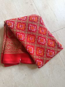 Printed Daily Wear Red Saree