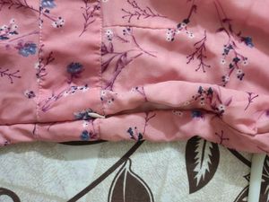 New Pink Floral Maxi Dress With Puff Sleeves