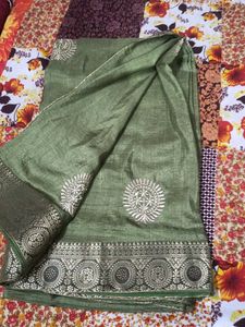 Green Silk Saree with Blouse