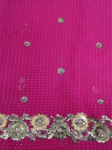 Maroon Colour Tara Embroidary Work