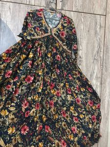 Navy Blue Floral Kurti