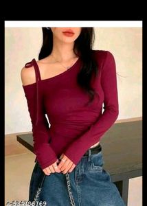 Burgundy Tie-Shoulder Top