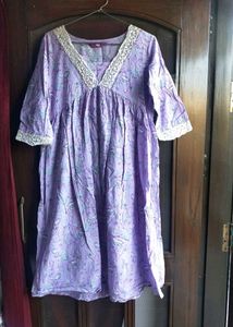 Lavender Floral Dress with Lace Detail