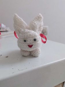 Cute Crocheted White Bunny Charm