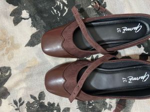 Brown Mary Jane Flats - Size