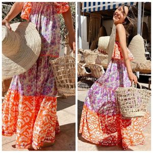 SOLEIL Floral Tiered Sleeveless Ruffle MAXI Dress