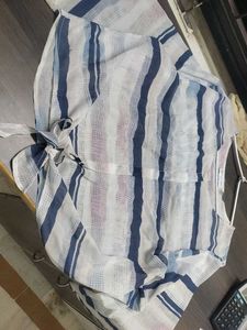 Point Zero Striped Tie-Front Blouse