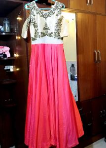 Elegant Dual Tone &amp; Cream Embroidered Dress