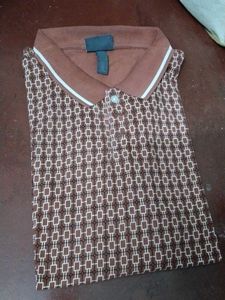 Brown Patterned Polo Shirt