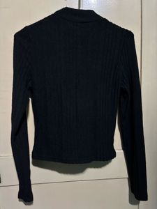 Shein Black Ribbed Long Sleeve Top