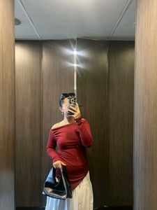 Burgundy Asymmetrical Long Sleeve Top