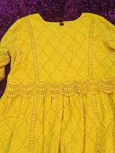 Hakoba Mustard Cotton Dress
