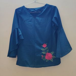 Green Flared Sleeve Top