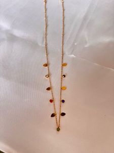 Rainbow Charm Leaf Necklace