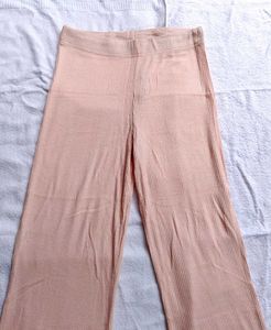 Peach Wide Leg Ribbed Pants
