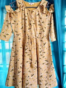 Western Dress - Bright yellow Floral Dres
