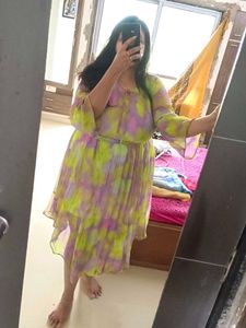 Lime Green Beach wear Frock In Plus Size