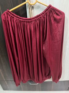 Burgundy peasant blouse