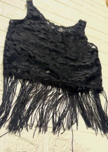Black Fringe Lace Tank Top