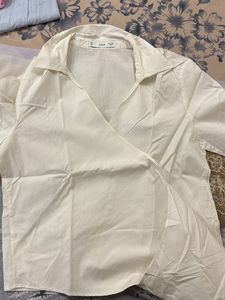 Mango Flared Sleeve Wrap Top