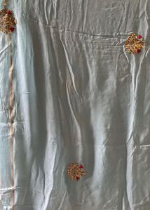 skyblue chiffon gotta patti hand worked with blous